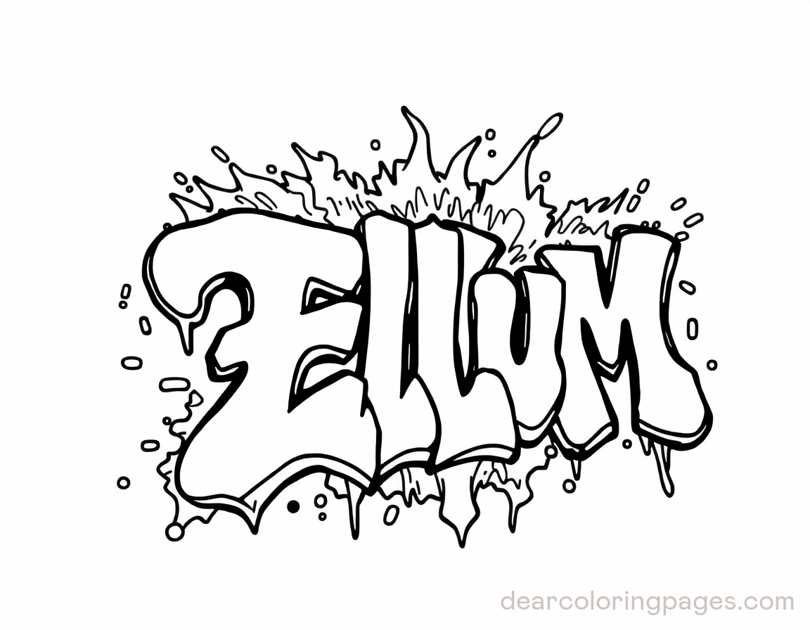 Graffiti Coloring Page - Graffiti "ELLUM"